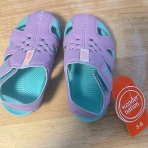 Wonder Nation Kids Lavender and Aqua Sandals Size 5/6